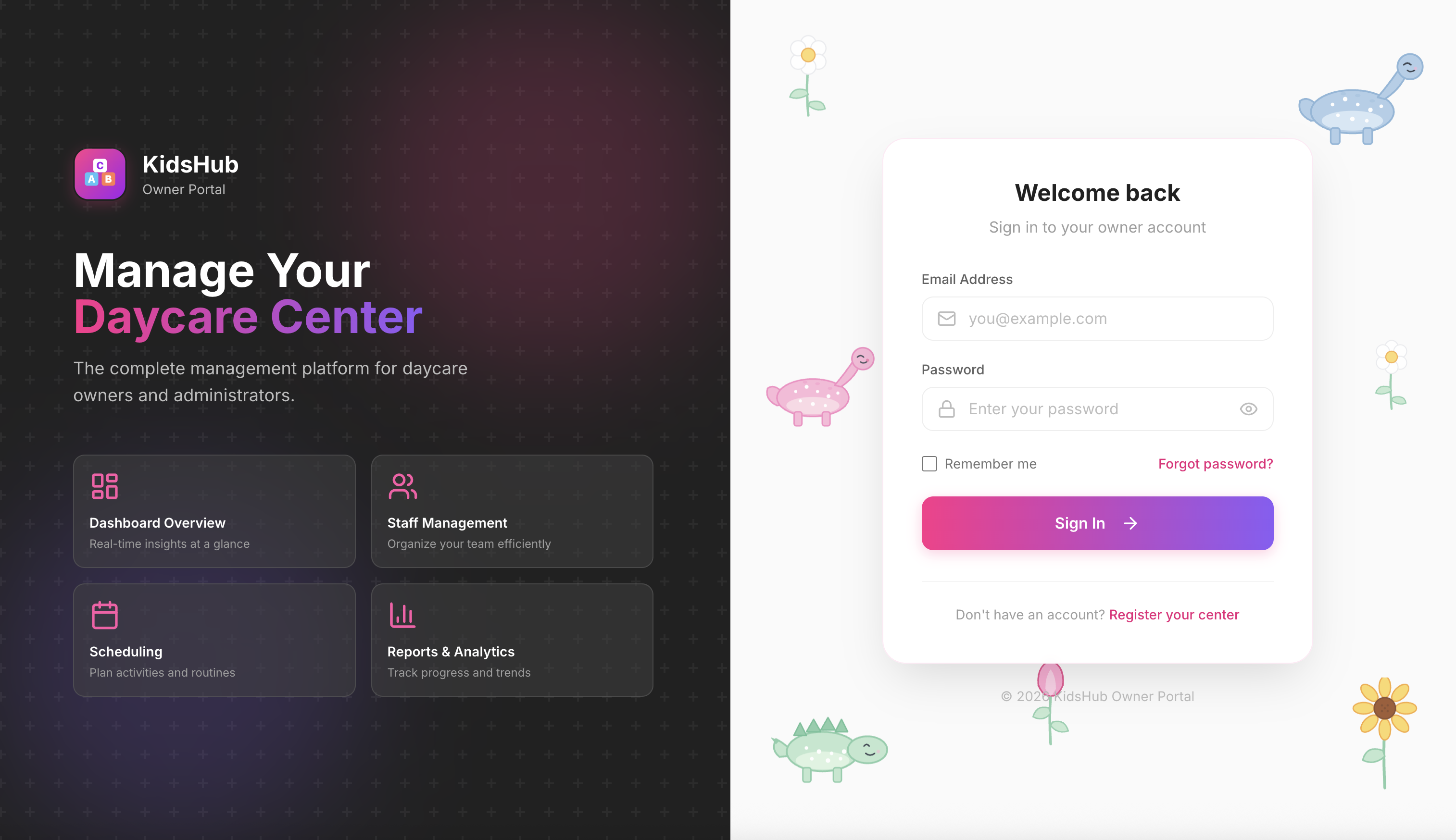 KidsHub owner portal